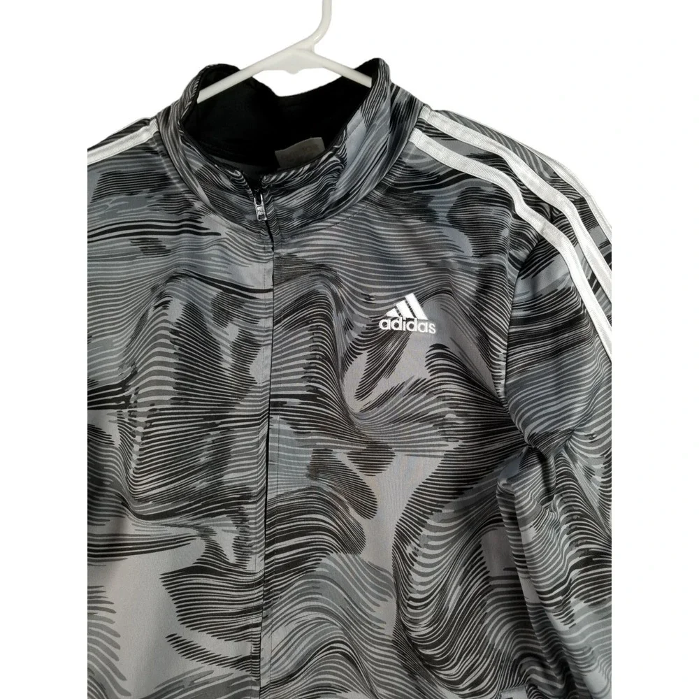 Adidas Camo Tricot Training Jacket Youth XL Full Zip Gray White AG6330 Boy
